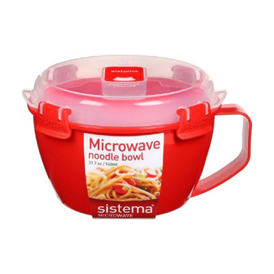 Sistema Microwave Noodle Bowl | 940 ml Microwave Food Container with Steam Release Vent | BPA-Free | Red - Image 6