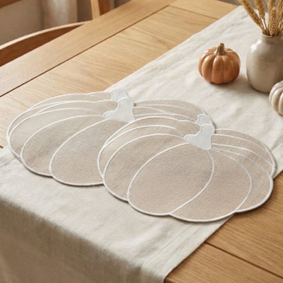 Rackhams 2 Pack Pumpkin Shaped Linen-Look Placemats - Image 3