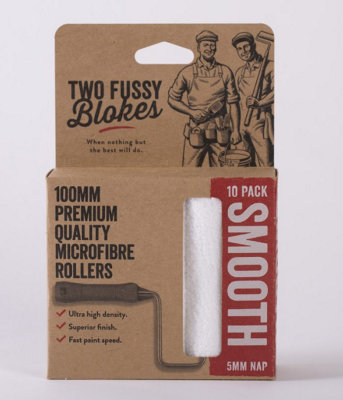 B&Q Two Fussy Blokes Smooth Roller Refill Sleeves 4" (100Mm) - 10 Pack