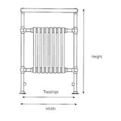 945mm (H) x 500mm (W) - Horizontal Bathroom Towel Radiator - (Islington) (0.94m x 0.5m)