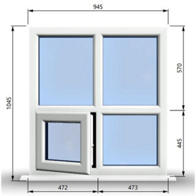945mm (W) x 1045mm (H) PVCu StormProof Casement Window - 1 Bottom Opening Window (Left) -  White Internal & External