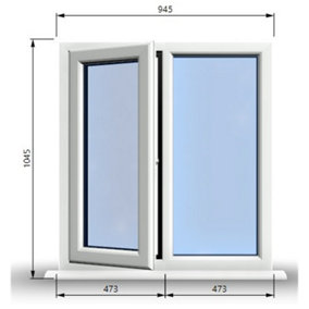 945mm (W) x 1045mm (H) PVCu StormProof Casement Window - 1 LEFT Opening Window -  Toughened Safety Glass - White