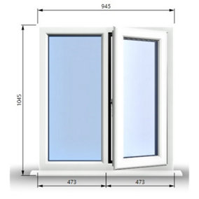 945mm (W) x 1045mm (H) PVCu StormProof Casement Window - 1 RIGHT Opening Window -  Toughened Safety Glass - White