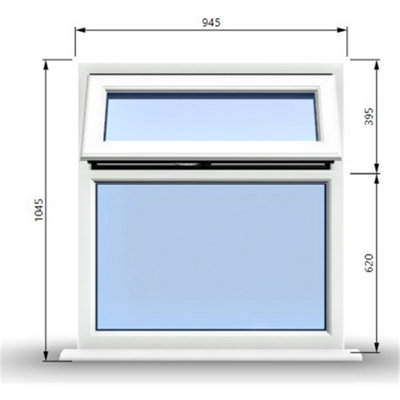 945mm (W) x 1045mm (H) PVCu StormProof Casement Window - 1 - Top Opening Window - 70mm Cill - Chrome Handles -  White