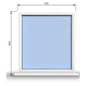 945mm (W) x 1045mm (H) PVCu StormProof Window - 1 Non Opening Window - Toughened Safety Glass - White