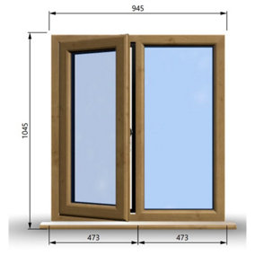 945mm (W) x 1045mm (H) Wooden Stormproof Window - 1/2 Left Opening Window - Toughened Safety Glass