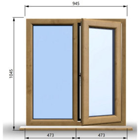 945mm (W) x 1045mm (H) Wooden Stormproof Window - 1/2 Right Opening Window - Toughened Safety Glass