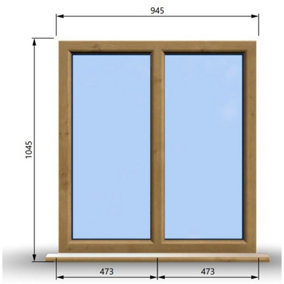 945mm (W) x 1045mm (H) Wooden Stormproof Window - 2 Non-Opening Windows - Toughened Safety Glass