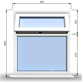 945mm (W) x 1095mm (H) PVCu StormProof Casement Window - 1 Top Opening Window - 70mm Cill - Chrome Handles -  White
