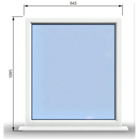 945mm (W) x 1095mm (H) PVCu StormProof Window - 1 Non Opening Window - Toughened Safety Glass - White