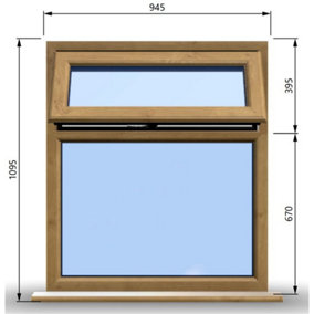 945mm (W) x 1095mm (H) Wooden Stormproof Window - 1 Top Opening Window -Toughened Safety Glass