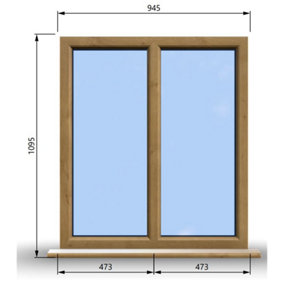 945mm (W) x 1095mm (H) Wooden Stormproof Window - 2 Non-Opening Windows - Toughened Safety Glass