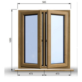 945mm (W) x 1095mm (H) Wooden Stormproof Window - 2 Opening Windows (Left & Right) - Toughened Safety Glass