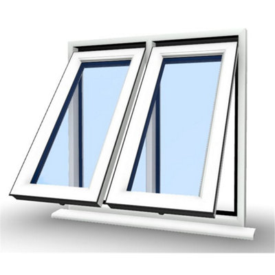 945mm (W) x 1145mm (H) PVCu Flush Casement Window - 2 Vertical Bottom Opening Windows - White Internal & External