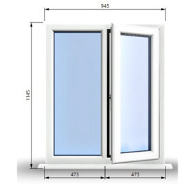 945mm (W) x 1145mm (H) PVCu StormProof Casement Window - 1 RIGHT Opening Window -  Toughened Safety Glass - White