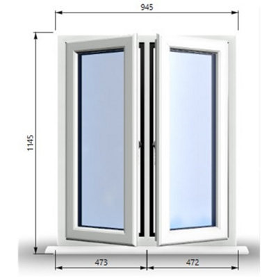 945mm (W) x 1145mm (H) PVCu StormProof Casement Window - 2 Central ...