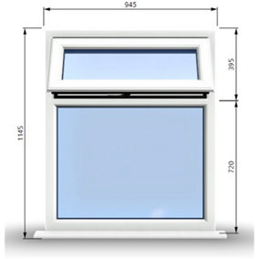 945mm (W) x 1145mm (H) PVCu StormProof Casement Window - Top Opening Window - 70mm Cill - Chrome Handles -  White