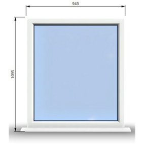 945mm (W) x 1145mm (H) PVCu StormProof Window - 1 Non Opening Window - Toughened Safety Glass - White