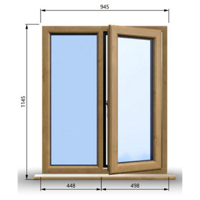 945mm (W) x 1145mm (H) Wooden Stormproof Window - 1/2 Right Opening Window - Toughened Safety Glass