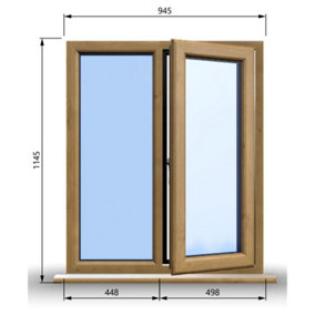 945mm (W) x 1145mm (H) Wooden Stormproof Window - 1/2 Right Opening Window - Toughened Safety Glass