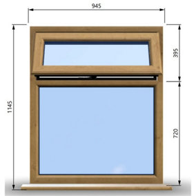 945mm (W) x 1145mm (H) Wooden Stormproof Window - 1 Top Opening Window -Toughened Safety Glass