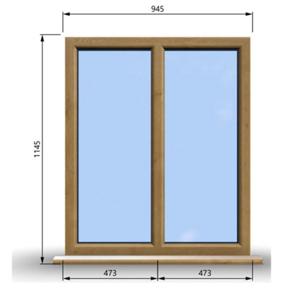 945mm (W) x 1145mm (H) Wooden Stormproof Window - 2 Non-Opening Windows ...