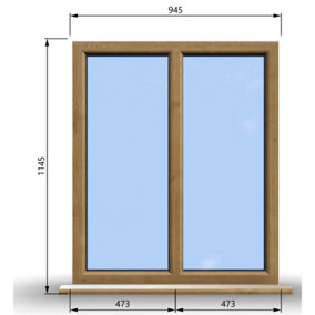 945mm (W) x 1145mm (H) Wooden Stormproof Window - 2 Non-Opening Windows - Toughened Safety Glass