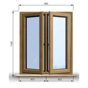 945mm (W) x 1145mm (H) Wooden Stormproof Window - 2 Opening Windows (Left & Right) - Toughened Safety Glass