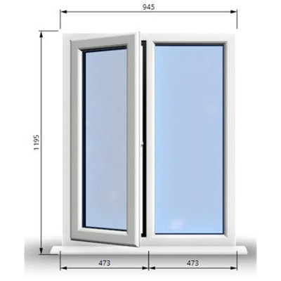 945mm (W) x 1195mm (H) PVCu StormProof Casement Window - 1 LEFT Opening ...