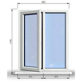 945mm (W) x 1195mm (H) PVCu StormProof Casement Window - 1 LEFT Opening Window -  Toughened Safety Glass - White