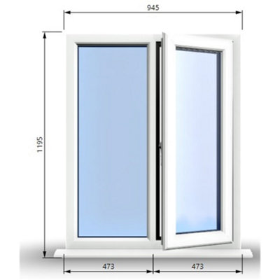 945mm (W) x 1195mm (H) PVCu StormProof Casement Window - 1 RIGHT Opening Window -  Toughened Safety Glass - White