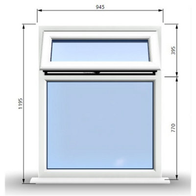 945mm (W) x 1195mm (H) PVCu StormProof Casement Window - 1 Top Opening Window - 70mm Cill - Chrome Handles -  White