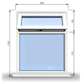945mm (W) x 1195mm (H) PVCu StormProof Casement Window - 1 Top Opening Window - 70mm Cill - Chrome Handles -  White