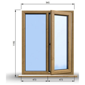 945mm (W) x 1195mm (H) Wooden Stormproof Window - 1/2 Right Opening Window - Toughened Safety Glass