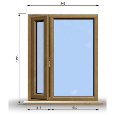 945mm (W) x 1195mm (H) Wooden Stormproof Window - 1/3 Left Opening Window - Toughened Safety Glass