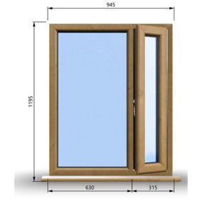 945mm (W) x 1195mm (H) Wooden Stormproof Window - 1/3 Right Opening Window - Toughened Safety Glass