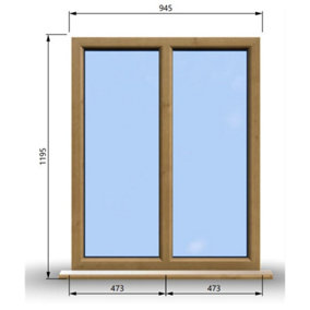 945mm (W) x 1195mm (H) Wooden Stormproof Window - 2 Non-Opening Windows - Toughened Safety Glass
