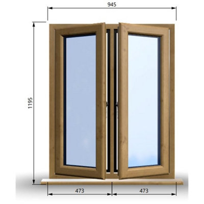 945mm (W) x 1195mm (H) Wooden Stormproof Window - 2 Opening Windows (Left & Right) - Toughened Safety Glass