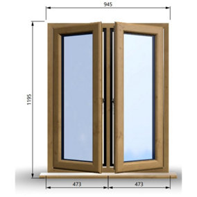 945mm (W) x 1195mm (H) Wooden Stormproof Window - 2 Opening Windows (Left & Right) - Toughened Safety Glass