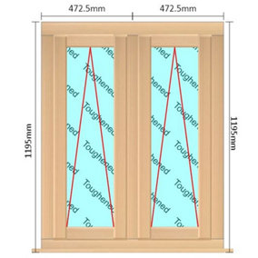 945mm (W) x 1195mm (H) Wooden Stormproof Window - 2 Opening Windows (Opening from Bottom) - Toughened Safety Glass