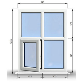 945mm (W) x 1245mm (H) PVCu StormProof Casement Window - 1 Bottom Opening Window (Left) -  White Internal & External