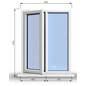 945mm (W) x 1245mm (H) PVCu StormProof Casement Window - 1 LEFT Opening Window -  Toughened Safety Glass - White