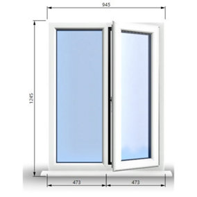 945mm (W) x 1245mm (H) PVCu StormProof Casement Window - 1 RIGHT Opening Window -  Toughened Safety Glass - White
