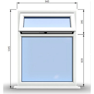 945mm (W) x 1245mm (H) PVCu StormProof Casement Window 1 Top Opening Window - 70mm Cill - Chrome Handles -  White