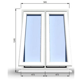 945mm (W) x 1245mm (H) PVCu StormProof Casement Window - 2 Vertical Bottom Opening Windows -  White Internal & External