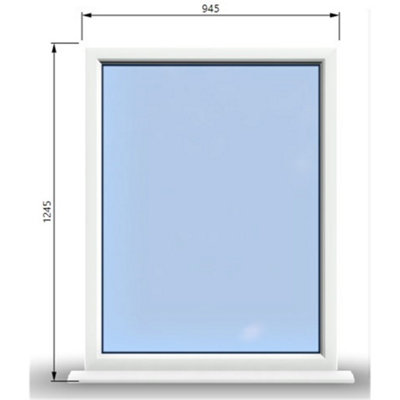 945mm (W) x 1245mm (H) PVCu StormProof Window - 1 Non Opening Window - Toughened Safety Glass - White