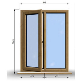 945mm (W) x 1245mm (H) Wooden Stormproof Window - 1/2 Left Opening Window - Toughened Safety Glass