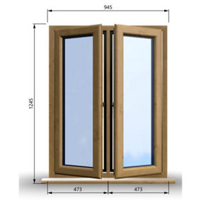 945mm (W) x 1245mm (H) Wooden Stormproof Window - 2 Opening Windows (Left & Right) - Toughened Safety Glass