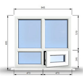 945mm (W) x 895mm (H) PVCu StormProof Casement Window - 1 Bottom Opening Window (Right) - White Internal & External
