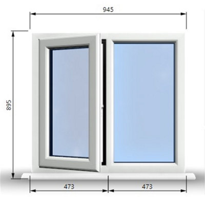 945mm (W) x 895mm (H) PVCu StormProof Casement Window - 1 LEFT Opening ...